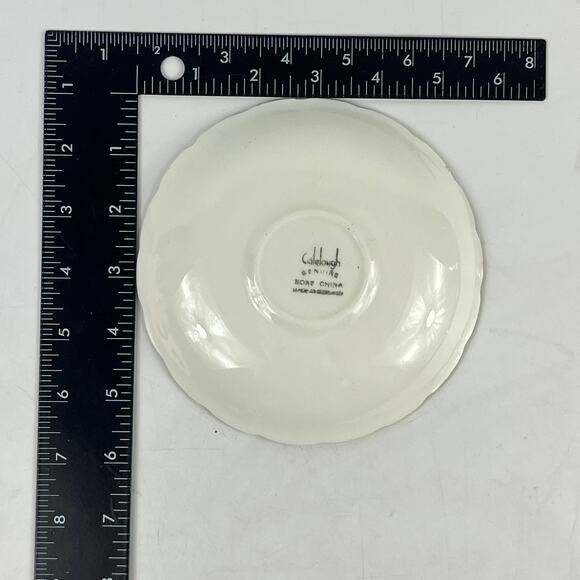 Colclough England Genuine Bone China Teacup Saucer Set Black Gold Floral Pattern - Picture 14 of 16